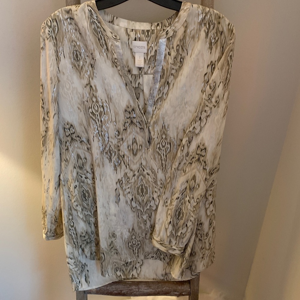 Chico’s Shine Patterned Top - Picture 2 of 6